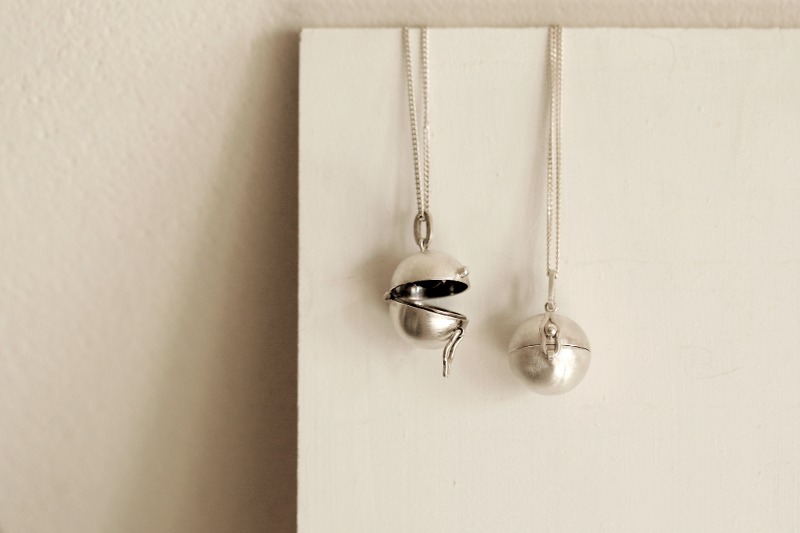 Sphere silver locket pendant