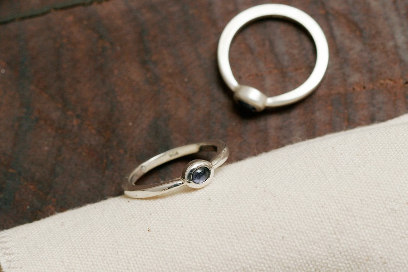 Tiny iolite silver ring